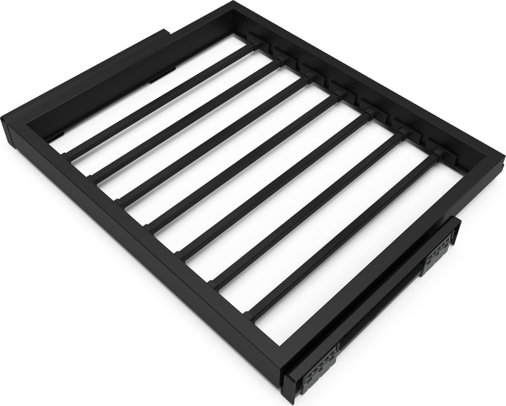 Emuca Set aus 7 Hosenträgern und sanft schließendem Gleitrahmen für Kleiderschränke, verstellbar, Modul 600mm, Schwarz texturiert
