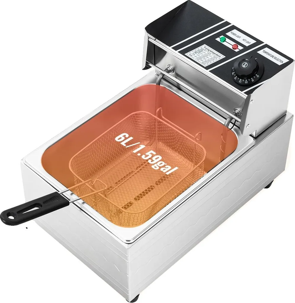 Friggitrice Elettrica 2500W 6L Grigio Chiaro - Alta Qualità Inox