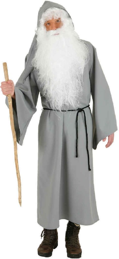O7151 grau Gewand mit Kapuze Weihnachtsmannkostüm