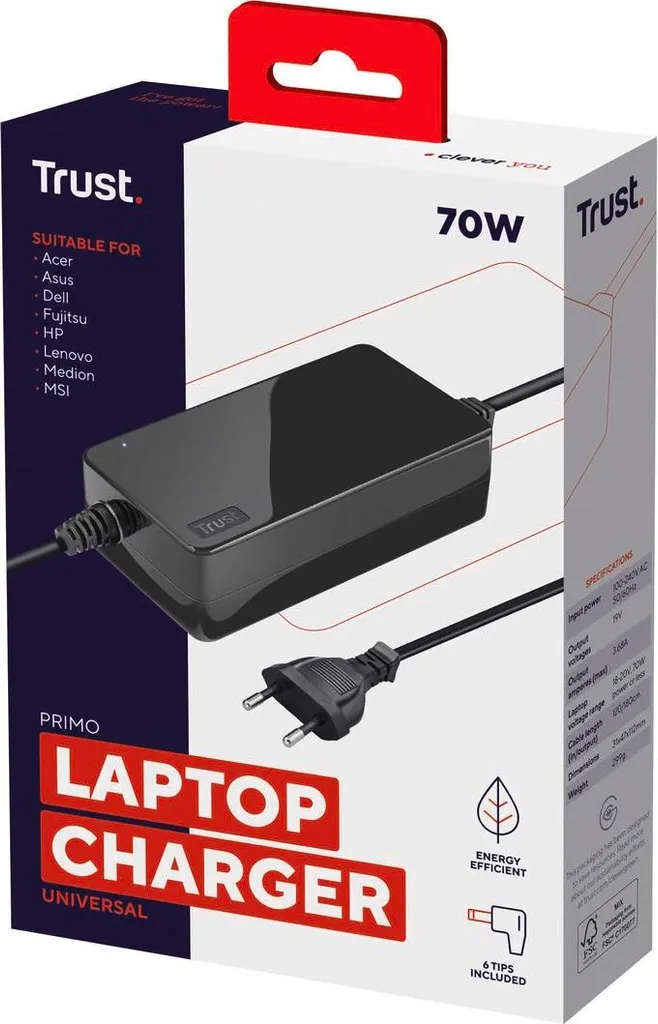 Chargeur alimentation portable Trust 22141 Primo universel anti-panne