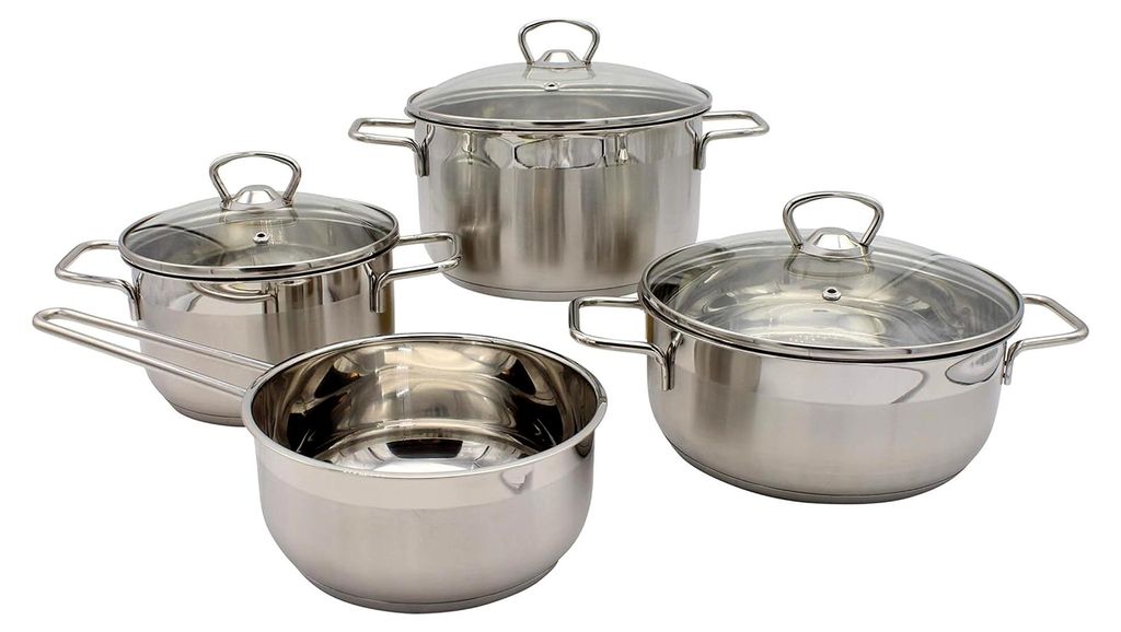 Topfset aus Edelstahl, groß, 30 x 30 x 30 cm