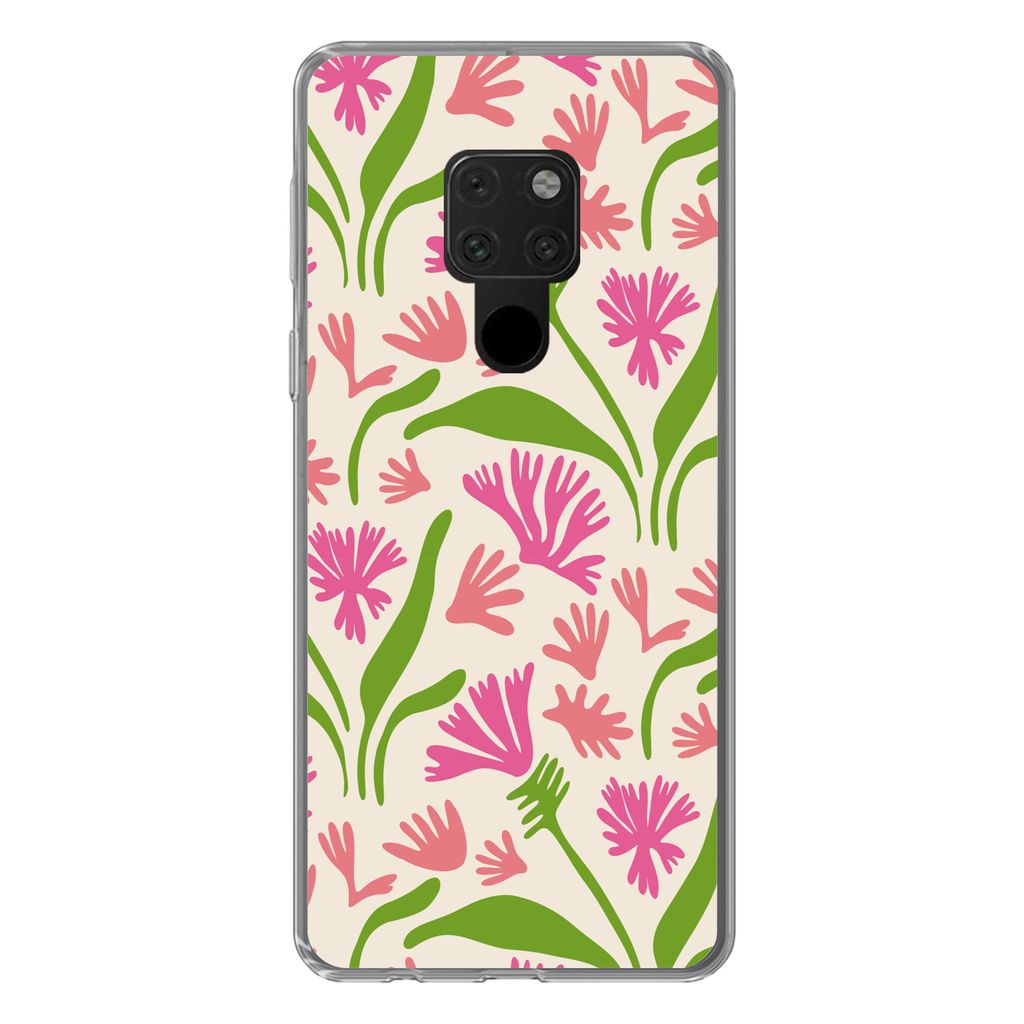 MuchoWow Handyhülle Schutzhülle Hülle für Huawei P40 Lite Blume - Muster - Blatt Silikon Softcase Handy Hülle - Handy