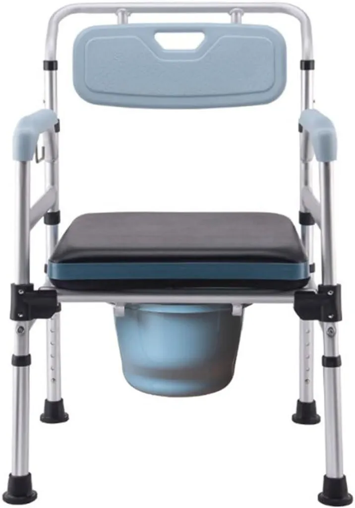 Chaise de toilette CST2068 bleu et argent, charge 190 kg pour seniors