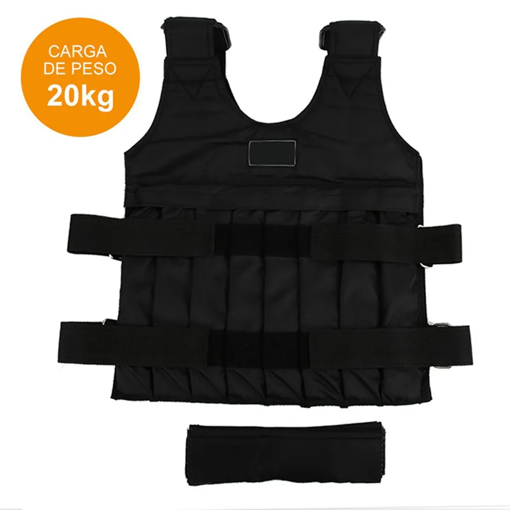 Gilet lesté 20 kg noir en tissu Oxford pour musculation et fitness