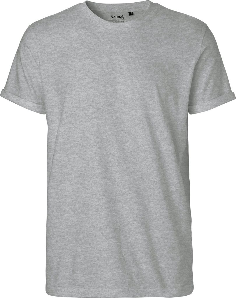 Neutral O60012 | Herren Roll Up Sleeve T-Shirt / 100% Fairtrade Baumwolle - Farbe: Sports Grey - Größe: L