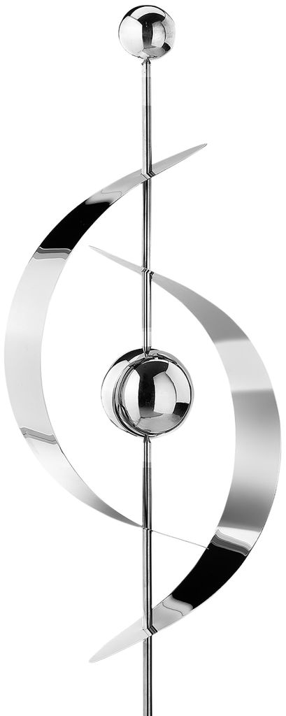 Kobolo Gartenstecker Dekostecker SATURN 145 cm H aus Edelstahl silber | Gartendeko außen mit Erdspieß für Blumenbeet modern Beetstecker Garten S...