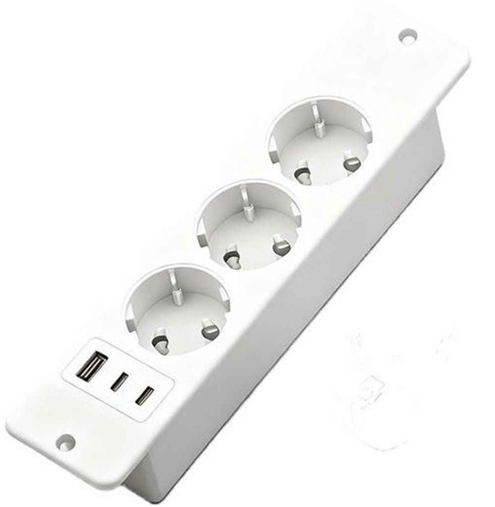 Dosková zásuvková skriňa s 1 portom USB a 2 portmi Type-C, Obrázok produktu 