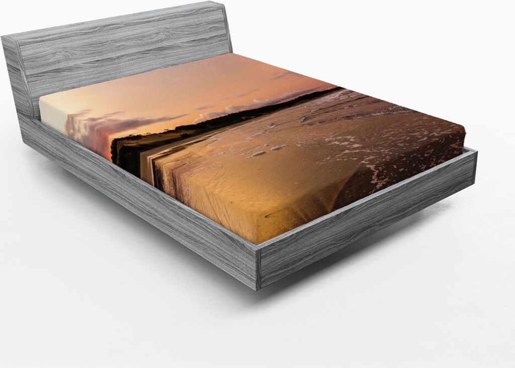 ABAKUHAUS Uruguay Spannbetttuch, Fantastische Landschaft Foto mit Sandy Beach Wellen am Sonnenuntergang in Punta Del Diablo, 140 x 200 cm, Mehrfarbig