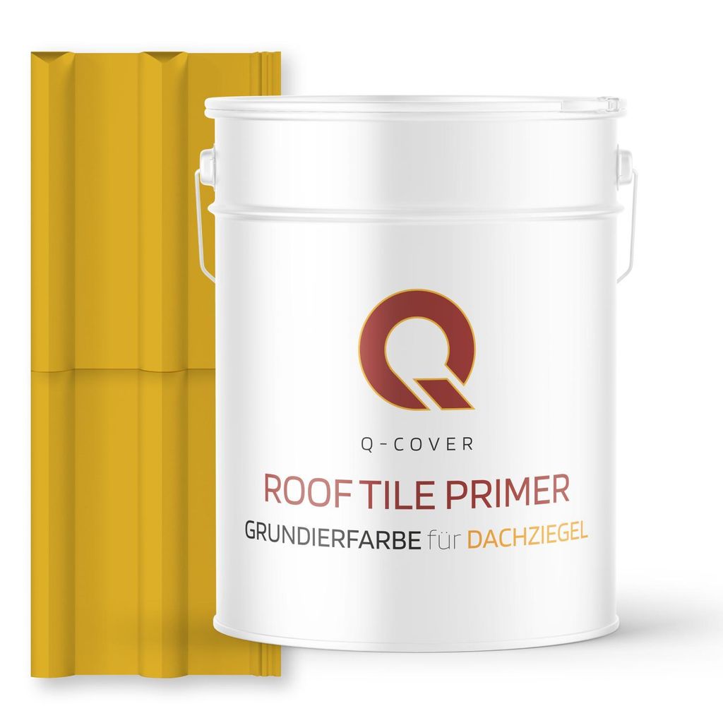 Grundierfarbe für Dachziegel Zitronengelb RAL 1012 10 L | wetterfeste Dachbeschichtung | für Ziegel, Beton, Eternit | UV-beständig | Q-COVER