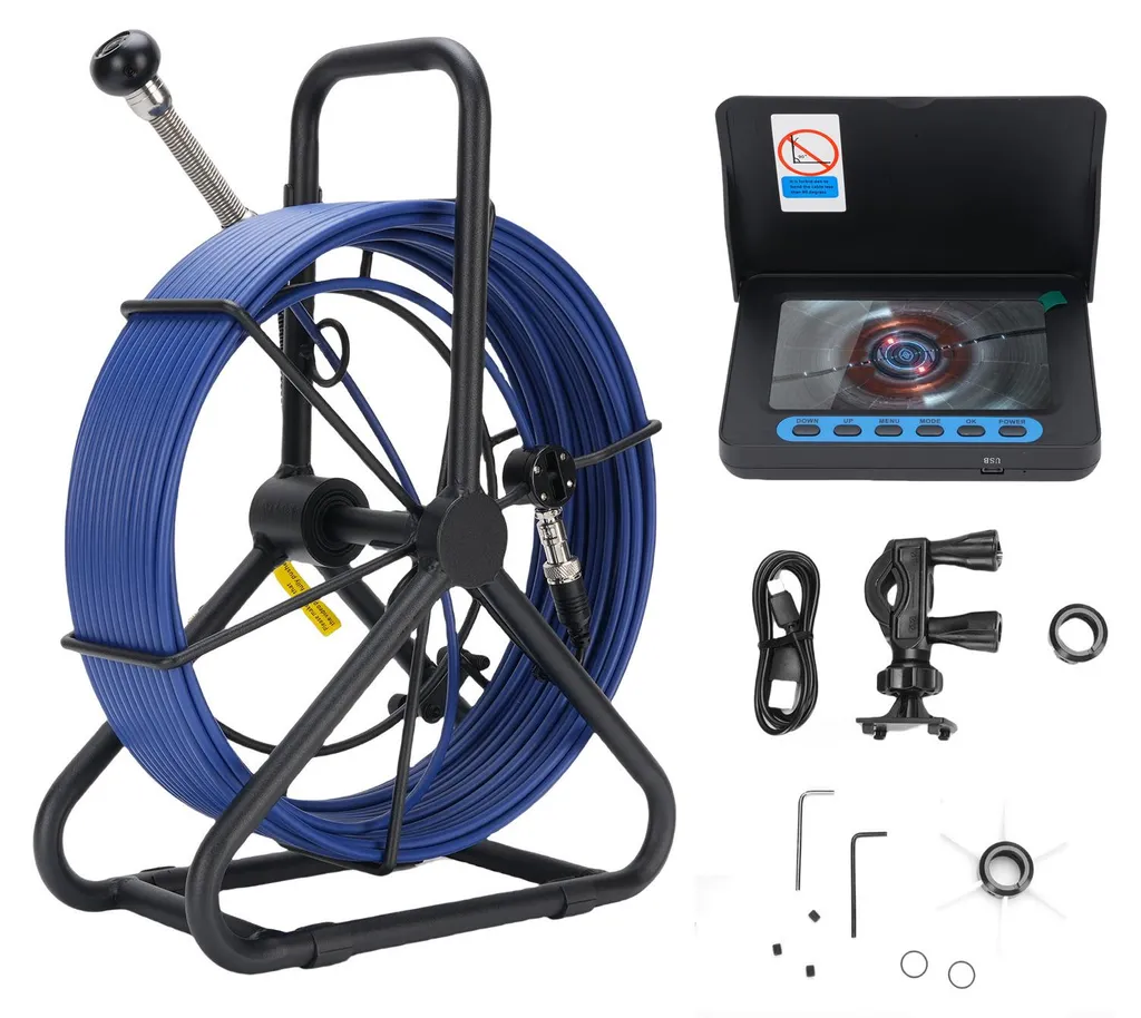 Endoscope industriel étanche pour tuyau d'évacuation avec enregistreur