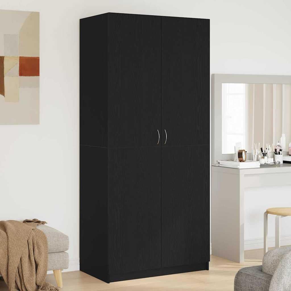 "2026 MODERNE"Kleiderschrank - elegantes Design - Garderobenständer - mit Tür Schwarz Eichen-Optik 90x52x200cm Promotion408630 - Kleiderschränke