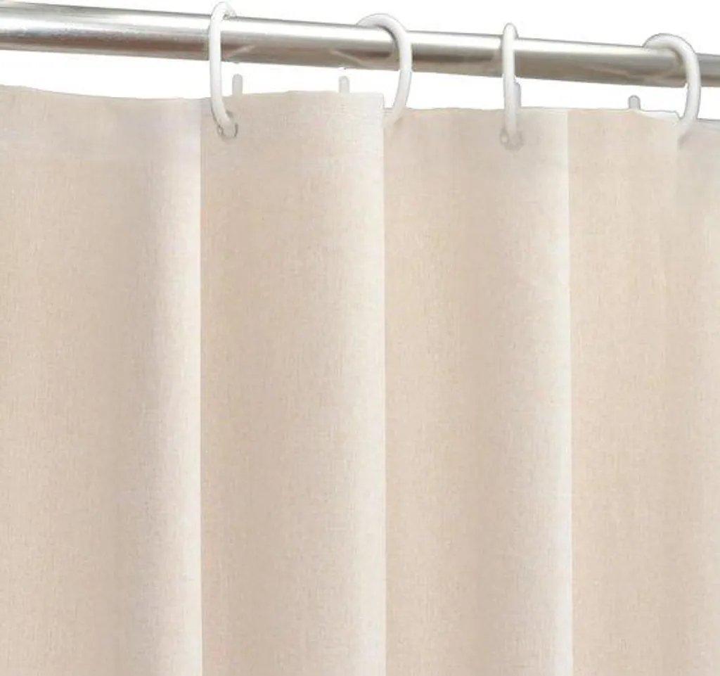 Rideau de douche beige motif lin 200 x 220 cm imperméable pour baignoire