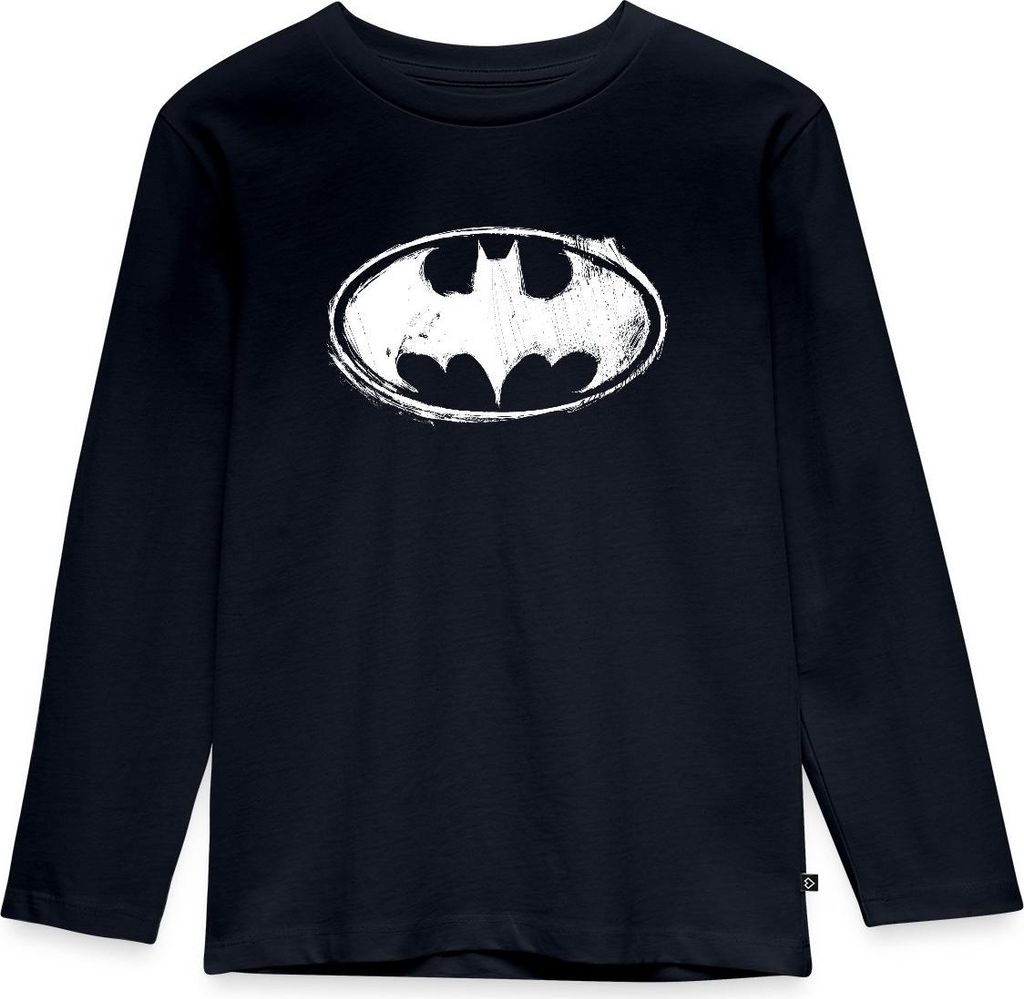 Spreadshirt DC Comics Batman Logo Gezeichnet Kinder Premium Langarmshirt, 98/104 (2 Jahre), Navy
