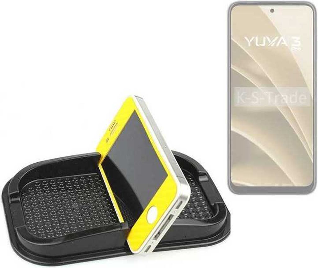 K-S-Trade Auto Anti Rutsch Matte Smartphone-Halter kompatibel mit Lava Yuva 3 Pro Haft Pad Armaturenbrett Handy-Halterung Silikon