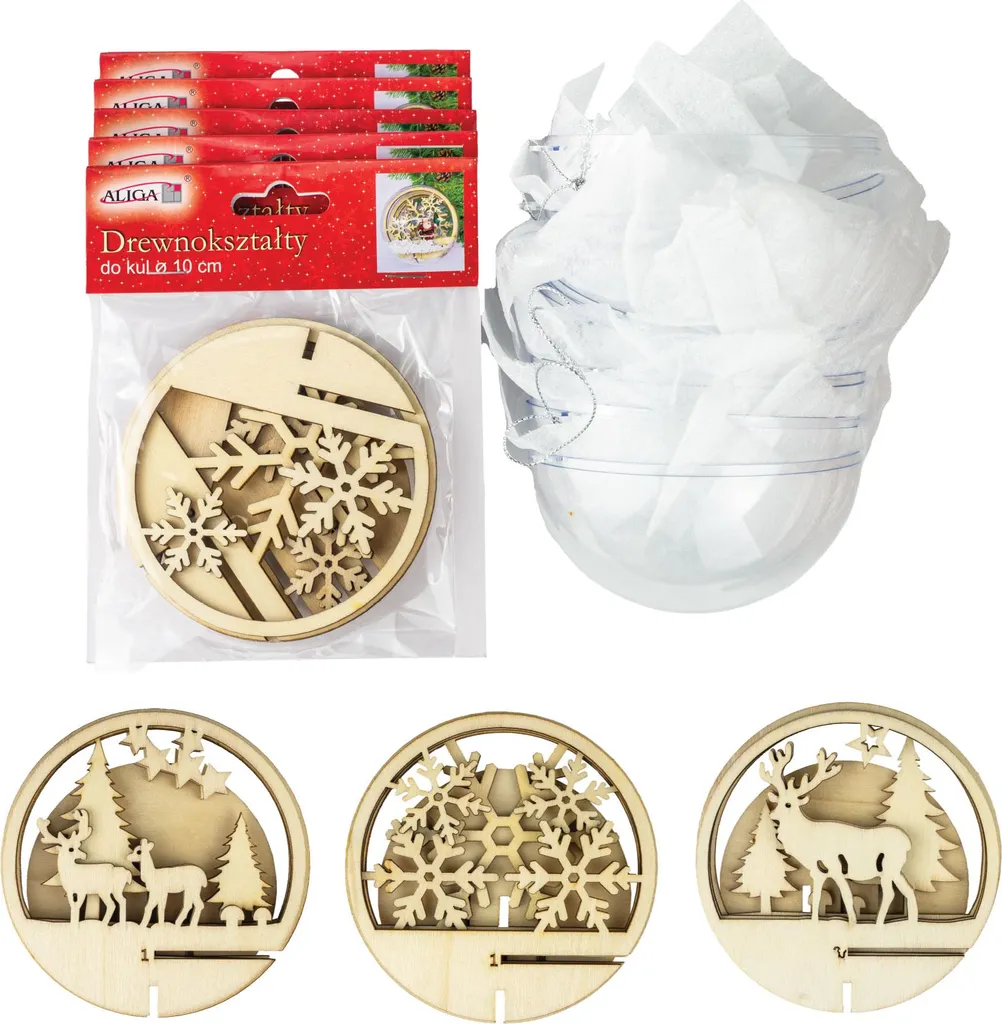 Créez une déco unique avec ce kit 5 boules acryliques 12cm et bois AZD-12