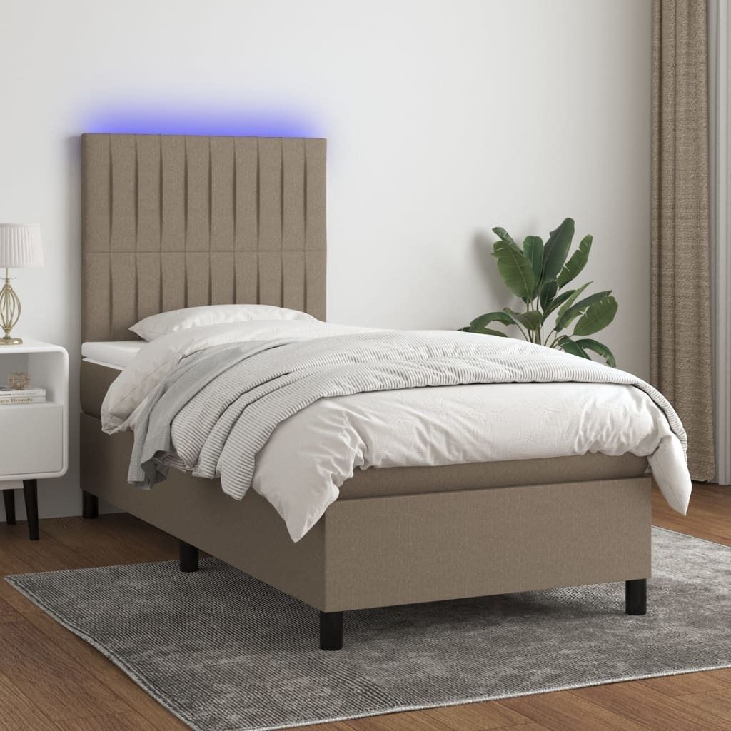 Maison Exclusive - Boxspringbett mit Matratze & LED Taupe 90x200 cm Stoff