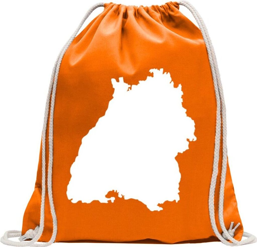 Kiwistar - Turnbeutel - mandarin - Baden - Württemberg Silhouette - Fun Rucksack Sport Beutel Gymsack Baumwolle mit Ziehgurt