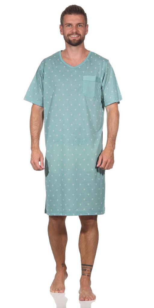 Herren Nachthemd Sleepshirt, Sommer Petrol/XL
