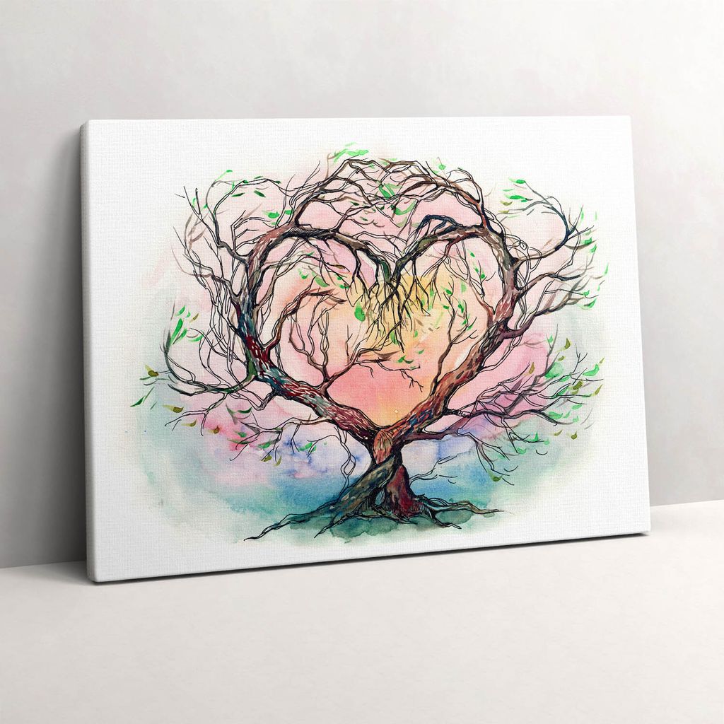 Herzbaum als Symbol der Liebe – Leinwandbild Wandbild – 80x60 cm – Leinwandbilder – Wandbilder – Schlafzimmer – Flur