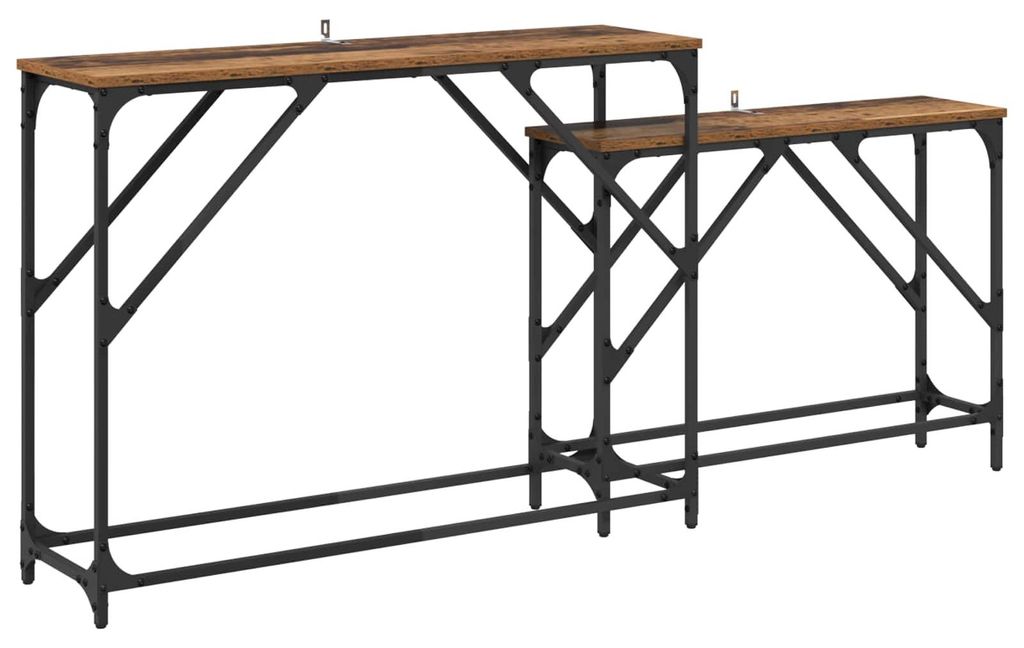 vidaXL Konsolentisch 2 pcs Altholz 100 x 28 x 75 cm Holzwerkstoff