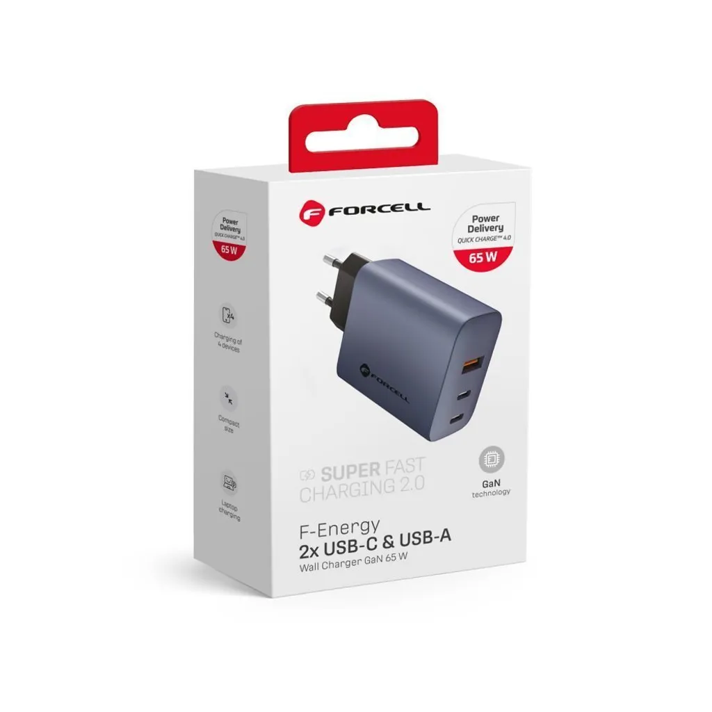 Viaggia Leggero con Caricatore Forcell F-Energy 65W: USB-C e USB-A - 5