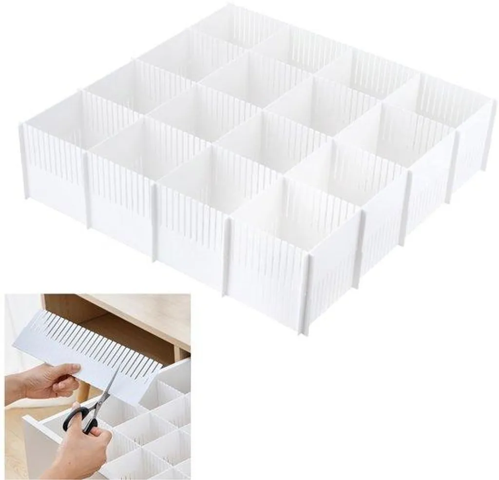 Séparateur de tiroir réglable blanc 38x11cm pour cosmétiques et linge
