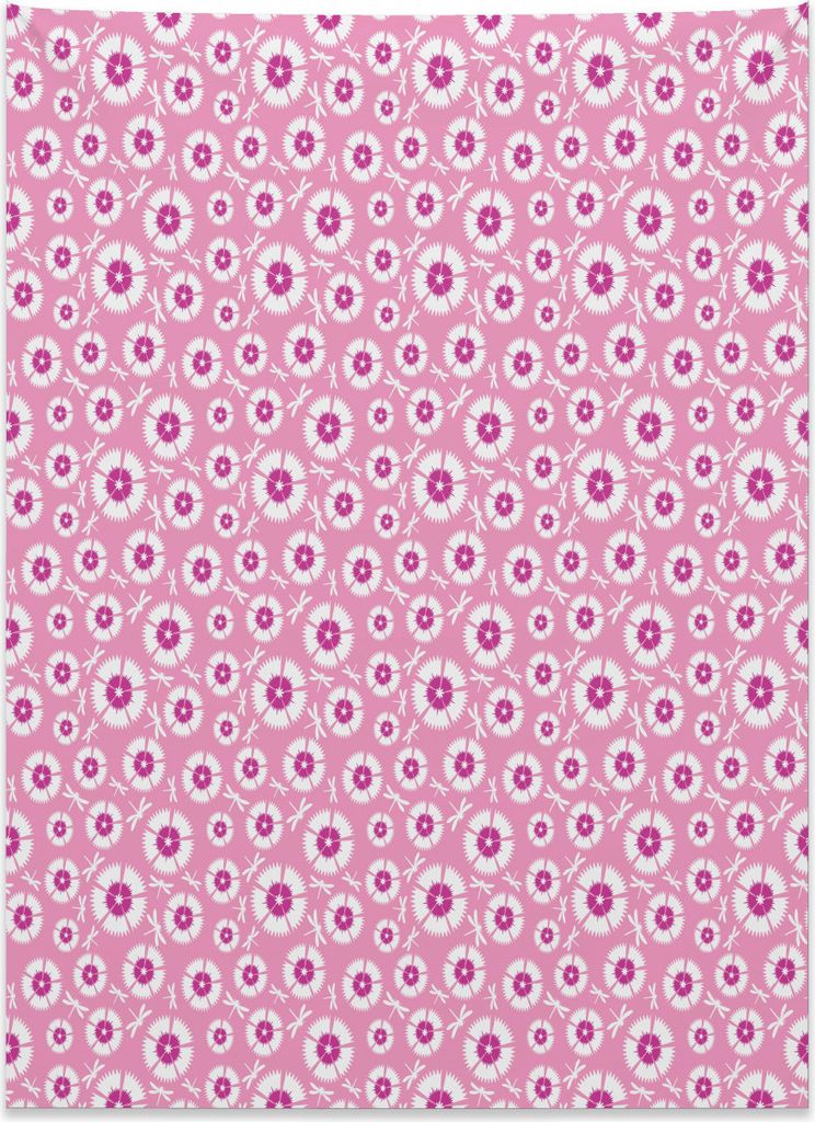 Abakuhaus Libelle Wandteppich, Blütenblätter mit Wanzen aus Weiches Mikrofaser Stoff Kein Verblassen Klare Farben Waschbar, 110 x 150 cm, Hellros...