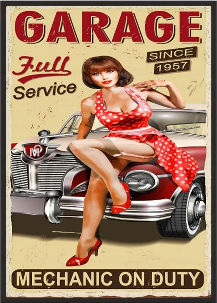 Poster fotografico in cornice 53x73 cm Garage Pinup P1847