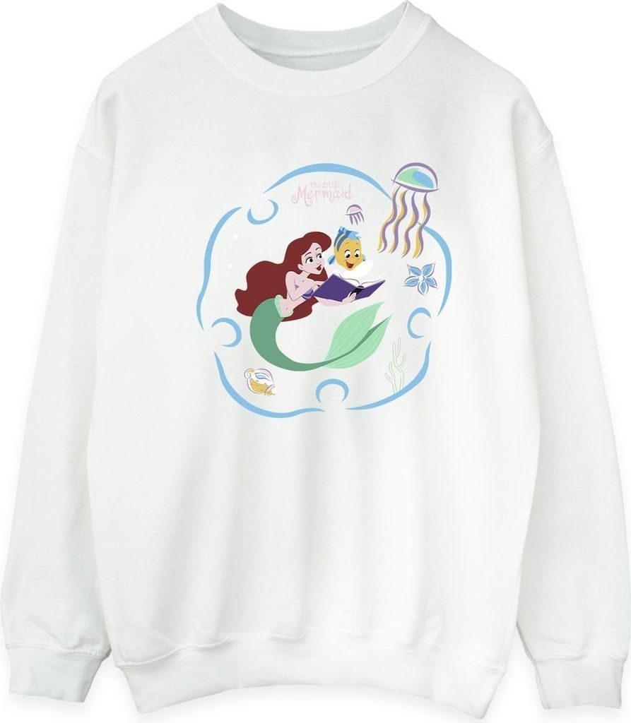 Disney - "The Little Mermaid Reading A Book" Sweatshirt für Herren BI31829 (XL) (Weiß)