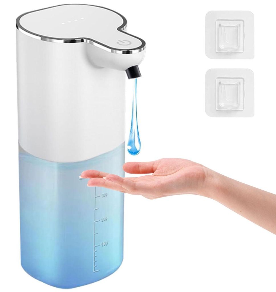 Automatischer, wandmontierter Seifenspender, 400 ml, USB-aufladbar, kein Bohren erforderlich, wasserdicht (IPX5) mit 4 einstellbaren Seifenmengen f...