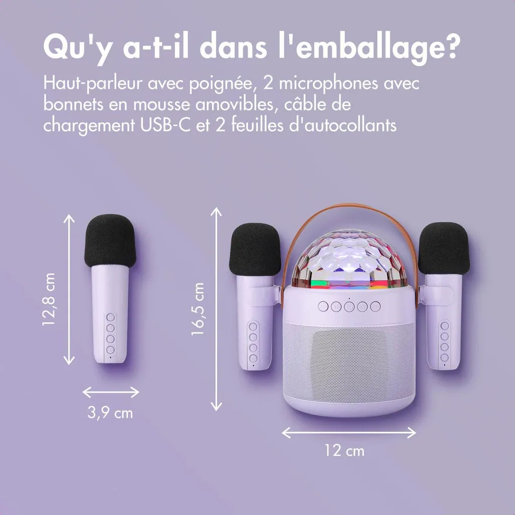 Machine Karaoké Bluetooth avec 2 Microphones sans fil Sing & Shine - 10