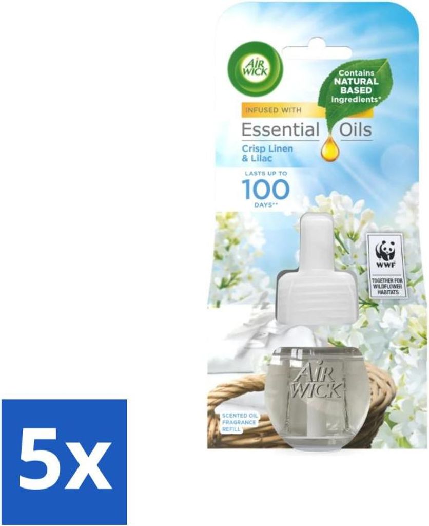 Air Wick – Lufterfrischer-Nachfüller – Ätherische Öle – Frisches Leinen & Flieder – Elektrischer Duftdiffusor – 20 ml - Vorteilspack -...