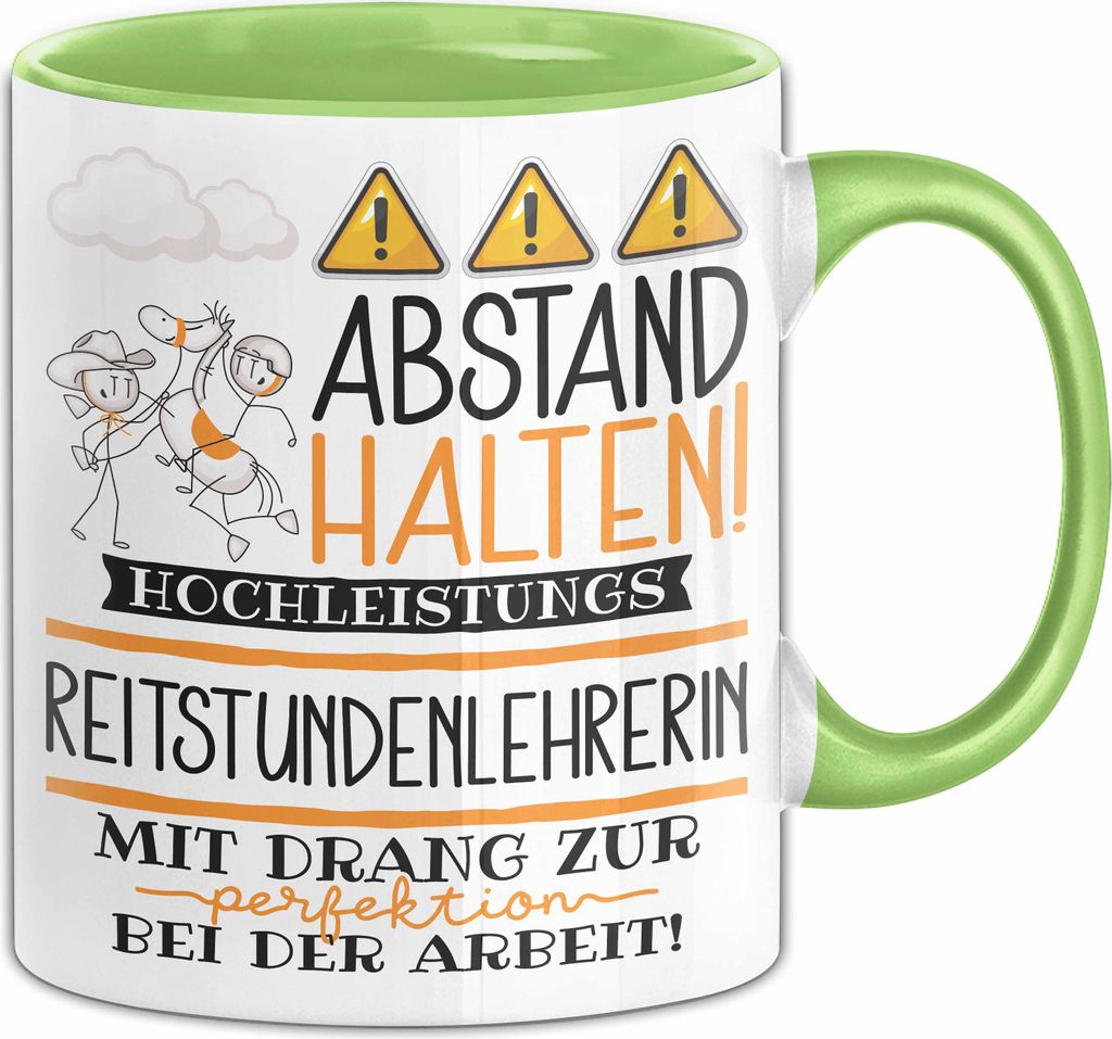 Reitstundenlehrerin Tasse Geschenk Lustig Abstand Halten Hochleistungs-Reitstundenlehrerin Mit Drang Zur Perfektion Bei Der Arbeit (Grün)
