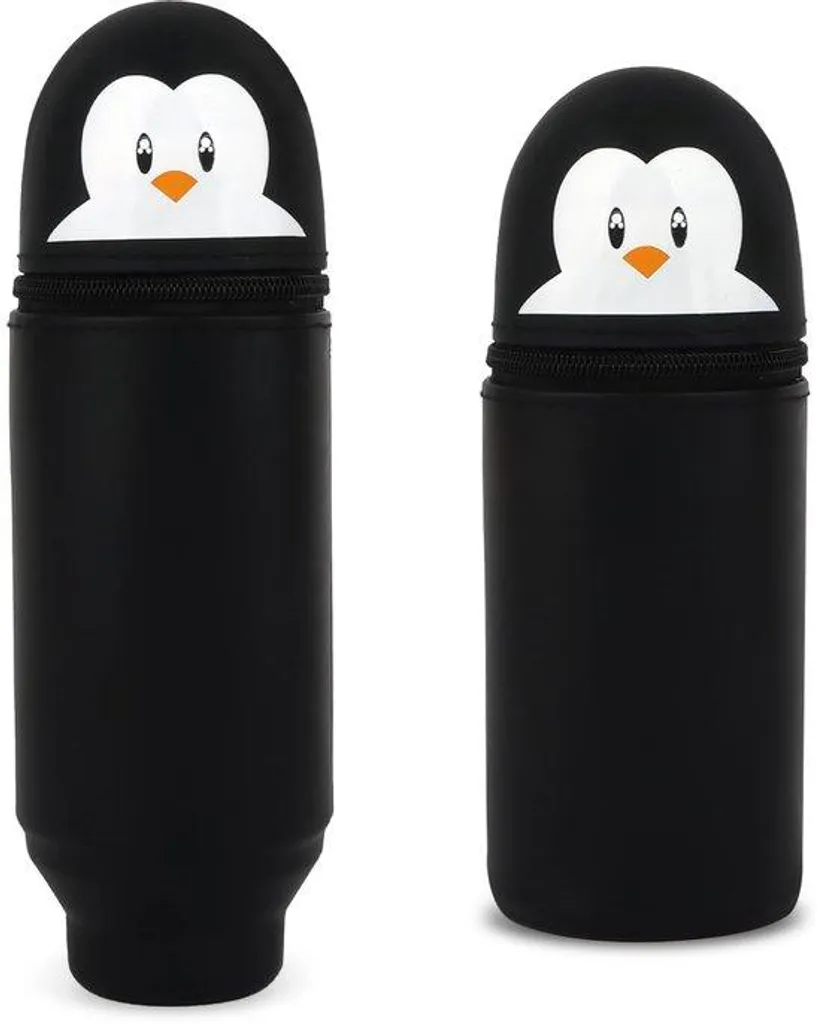 Étui silicone noir cartoon, porte-stylo intégré, souple et robuste