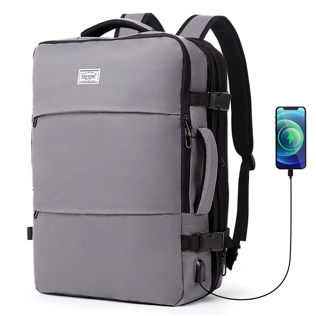 Reiserucksack 50L Reiserucksack Herren, Flugzeug Handgepäck Rucksack USB-Ladean 17 Zoll Laptop Rucksack für Arbeit Schule Reise, Casual Daypack