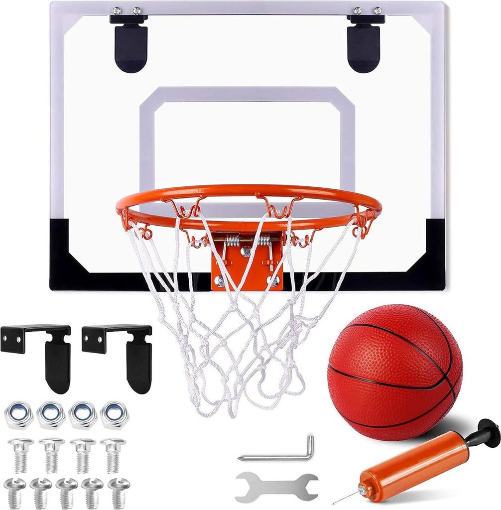 Basketbalkorb für Kinder und Erwachsene - drinnen und draußen - Tür an der Wand - Sportspielset - Jungen und Mädchen - Geschenk. Basketballring