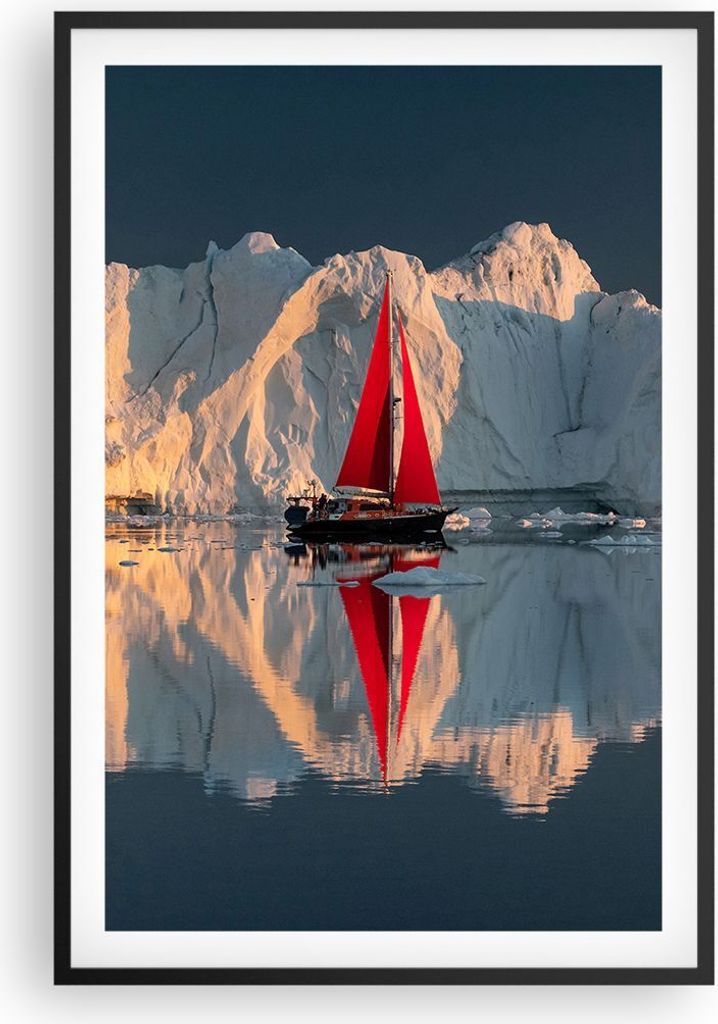 Gerahmtes Poster - Schwarzer Rahmen - Gletscher Ozean Grönland - 61x91,5 cm - Wand Bild - Wanddeko - Wandbilder - Kunstposter - Wandposter - Bilde...
