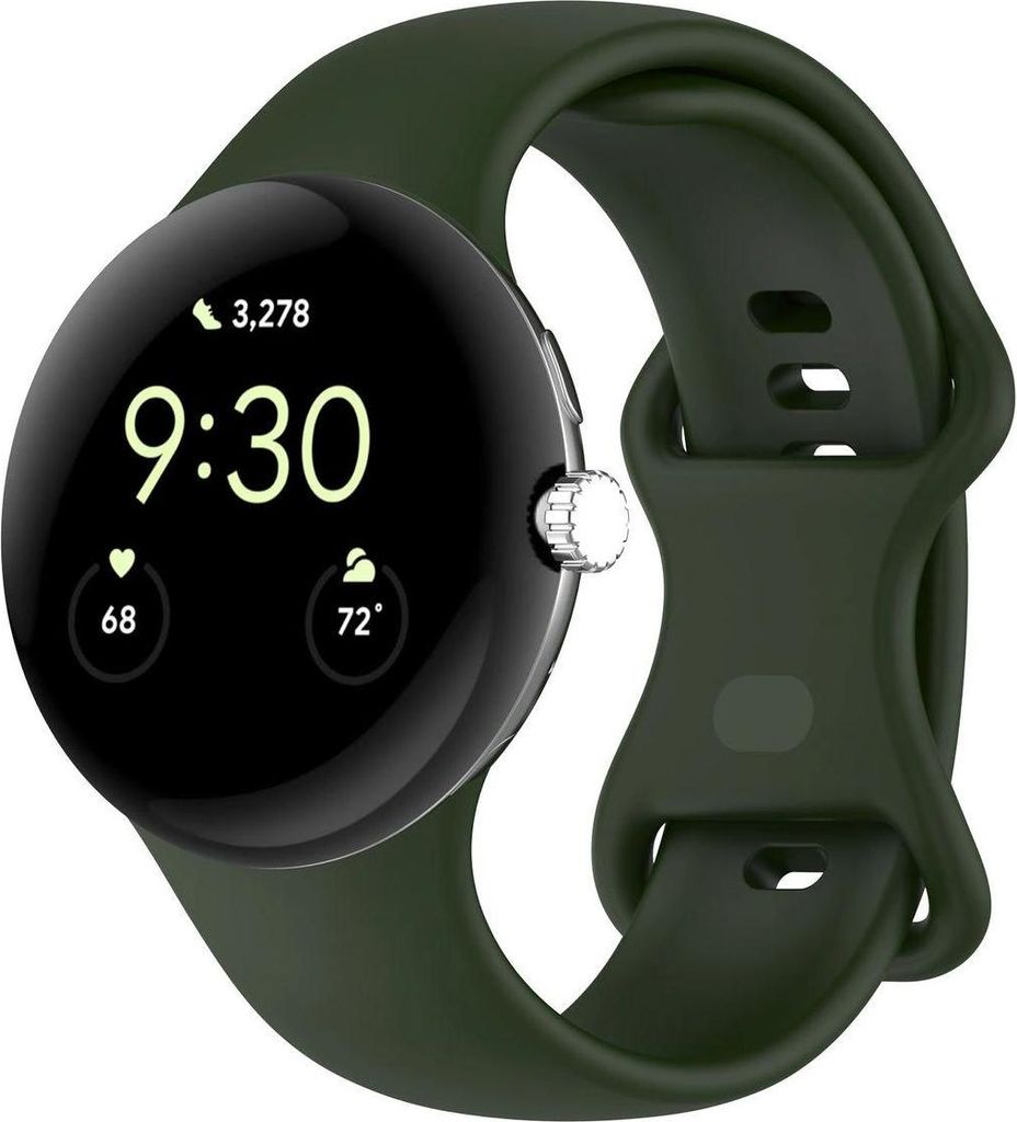 Bizon Strap Watch Silicone S für Google Pixel Watch 3 (45 mm), Dunkelgrün