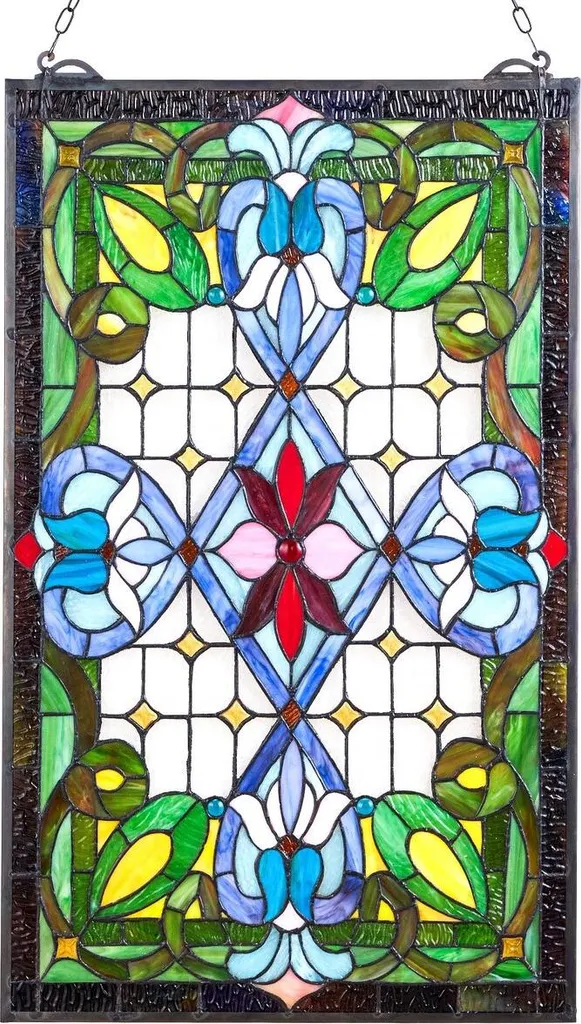 Décoration de Fenêtre en Vitrail Rectangulaire Style Tiffany Classique