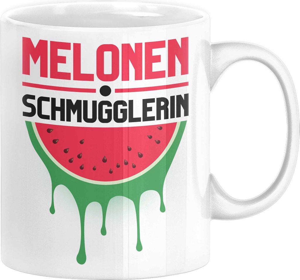 Schwangerschaft Tasse Geschenk für Frau Lustiger Spruch Melonen Schmugglerin Geschenkidee (Weiß)