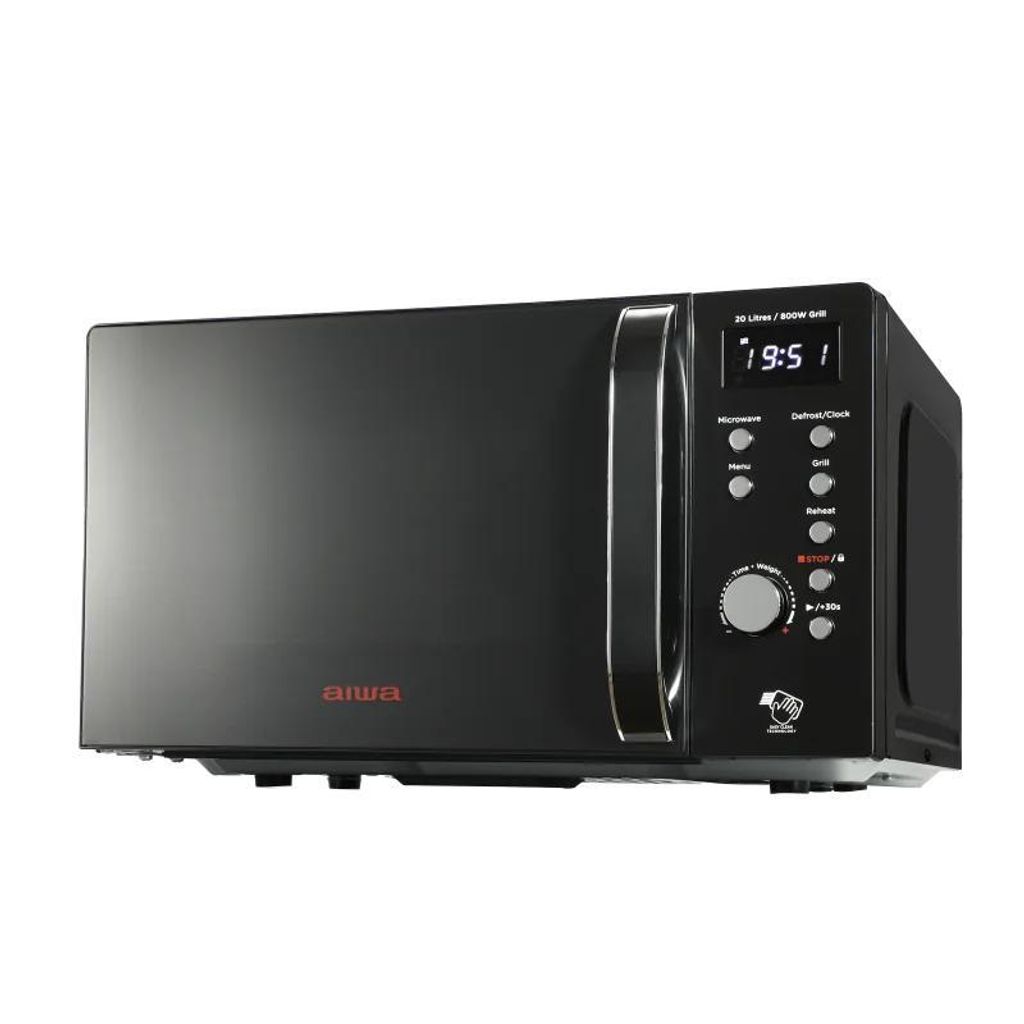 Aiwa AMW-202DG/BK, Mikrowelle Digital mit Grill, 20L, 700W, Sicherheitsverriegelung, 25,5CM Schale, Grillrost aus Edelstahl, Express Cooking mit 8 ...