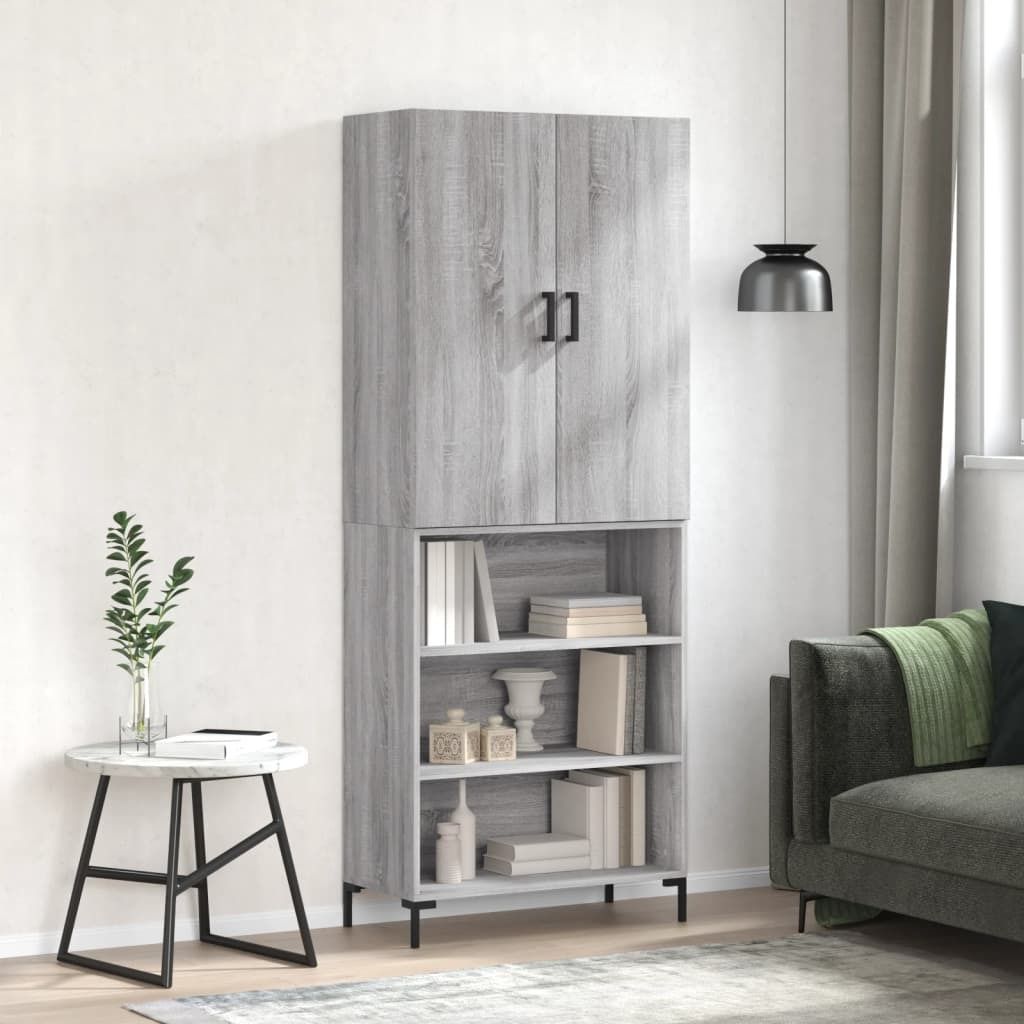 Maison Exclusive - Highboard Grau Sonoma 69,5x34x180 cm Holzwerkstoff