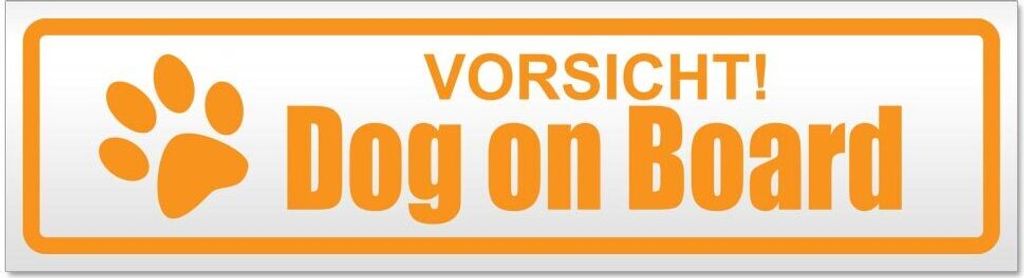 Kiwistar - Autoaufkleber - Orange - 20 x 5,3 cm - Vorsicht! Dog on Board - Hinweis Aufkleber Sticker für Auto, Kfz, Fahrrad, PKW, LKW