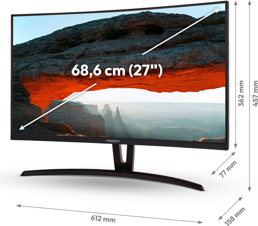 MEDION P52710 (MD 22020) 68,6 cm (27 pouces) moniteur Full HD incurvé (16:9, haut-parleurs intégrés, HDMI, DVI-D, VGA, menu multilingue) noir MEDION P52710 (MD 22020) 68,6 cm (27 pouces) moniteur Full HD incurvé (16:9, haut-parleurs intégrés, HDMI, DVI-D, VGA, menu multilingue) noir