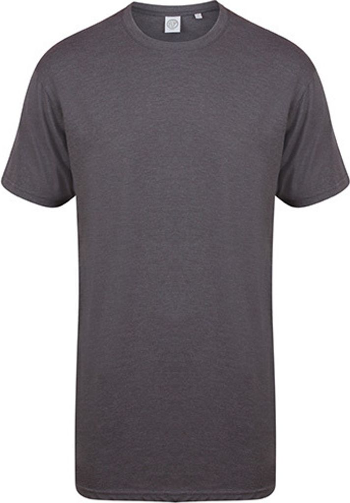 SF Men SF258 | Herren Longline T-Shirt With Dipped Hem / Single-Jersey - Farbe: Charcoal Grey (Heather) - Größe: XL