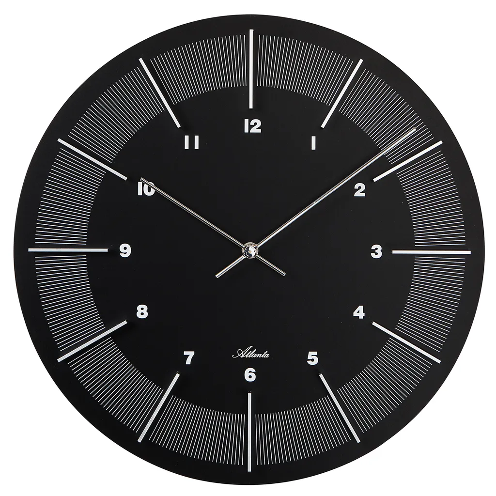 Horloge murale ronde en bois noir Atlanta 4471/7 pour votre intérieur