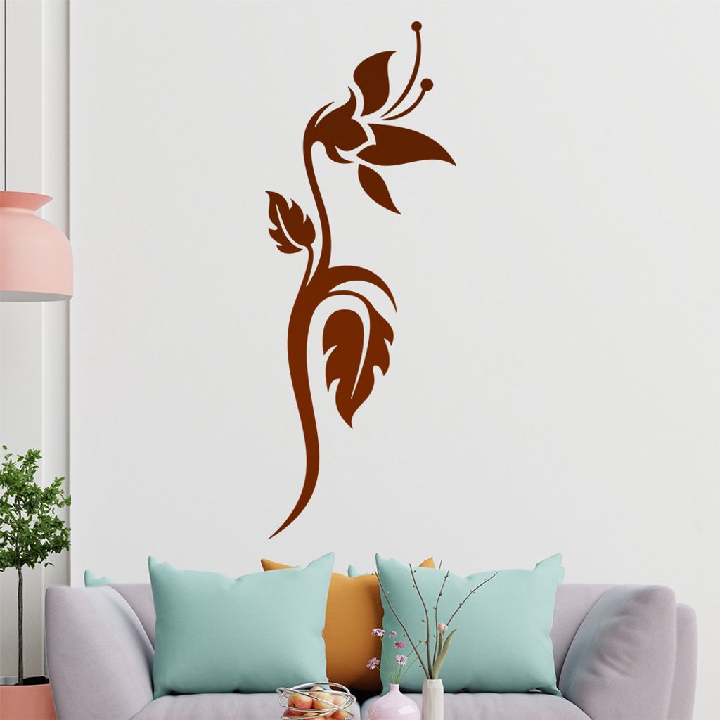 Blume - Linien Wandtattoo in 6 Größen - Wandaufkleber Wall Sticker - Dekoration, Küche, Wohnzimmer, Schlafzimmer, Badezimmer