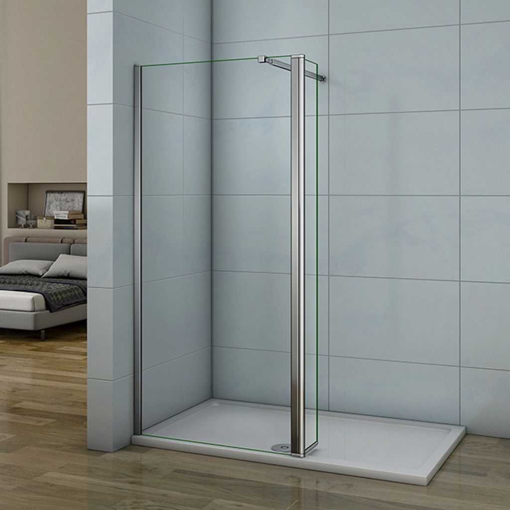 Walk in Duschkabine 50x200cm Duschwand mit 30x200cm Flipper Panel +73-120cm flexiblen Stange 8mm Nano-ESG Duschtrennwand F084