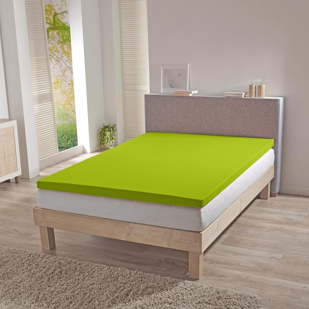 Bettwaren-Shop Jersey-Elasthan Topper Spannbettlaken Multi-Stretch 140x200 - 160x220 cm apfelgrün