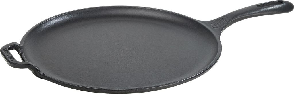 Victoria 36379 Grillplatte Emaillierte Gusseisen Comal Pizza-Pfanne 30cm Induktion, Feuer Grill Schwarz